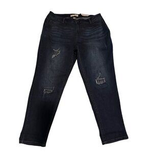 EST. 1946 C Denim Girlfriend Ankle Mid-Rise Distressed Jeans 20W Dark Wash